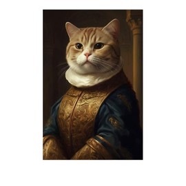 Framed Custom Pet Portrait Painting Canvas Wall Art, Renaissance Dog&Cat Portrait from Photo, Pet portrait painting, Ready to Hang-Y05-7.9x11.8in