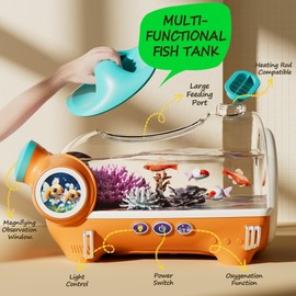 ROHSCE Small Fish Tank Kit, Portable Desktop Aquarium for Kids
