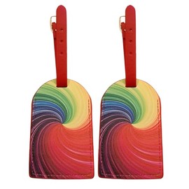 Luggage Labels for Suitcases Bright, 2 Pack Leather Suitcase Tags, Easy Identifier Cruise and Travel Tags for Luggage, Travel Bag Tags Leather Luggage Tags for Suitcases, Waterproof, Rainbow Swirl (2)
