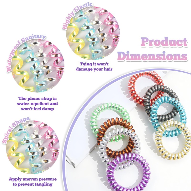 Women's Spiral Hair Bobbles Pack of 10 Traceless Telephone Cable