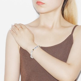 Oneress White Turquoise Power Bracelet | 6mm Beaded Turquoise Jewelry |6.7inch Motivational Empowerment Beaded Bracelets for Women | Affirmation Jewellery for Party or Casual YA5152-Power