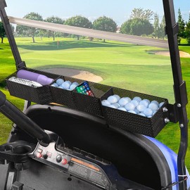 LEAPGOMAX Golf Cart Basket Front Inner Fit EZGO TXT & RXV, Club Car Precedent&DS (2000 up) Golf Carts, Heavy Steel Mesh Durable Golf Cart Storage Tray Dash Organizer