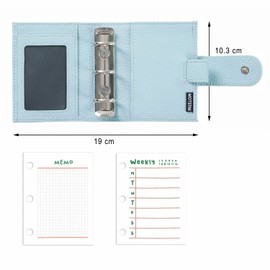 Moterm A9 Regular Rings Planner - Genuine Leather Binder Organizer Wallet (Pebbled-Light Blue, 19mm Ring)