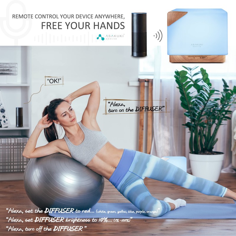 ASAKUKI Smart WiFi Essential Oil Aromatherapy Diffuser, Easy Connect with