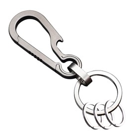 TweezerGuru Titanium Alloy Carabiner Small Key Chain Key Ring Rust Proof Hook Lightweight Key Chain for Outdoor Men (Includes 2 Key Rings), Bottle shape
