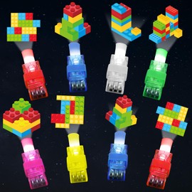 36Pcs Building Block Party Favors Building Bricks LED Finger Lights Glow in the Dark Light Up Finger Lights Toys Bulk for Birthday Party Favors Goodie Bag Stuffer Birthday Gifts Classroom Prize