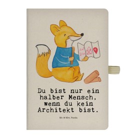 Mr. & Mrs. Panda DIN A5 Baumwoll Notizbuch Architekt Herz - Geschenk, Architekturbüro, Firma, Abschied, Tagebuch, Skizzenbuch, technischer Zeichner,