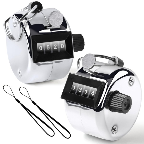2PCS Premium One Hand Counter Clicker, Silver Metal Clicker Counter,