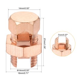 MECCANIXITY Grounding Bolt Connector Copper Grounding Protection 27 x 14mm for Electrical and Mechanical Equipment 2 Pcs