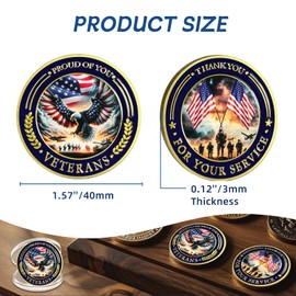CHURYUML 24Pcs Military Veterans Challenge Coins Set Proud of You Veteran Coin Military Appreciation Gifts for Men Women Army Soldiers Thank You for Your Service Veterans Day Gifts Bulk