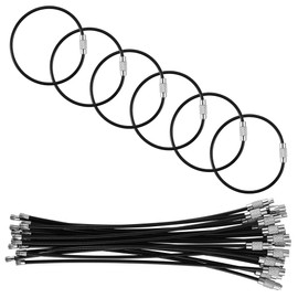 15cm Stainless Steel Key Chain Cable Wire Diameter 2mm Metal Key Ring Loop Suitable for Sports Travel Luggage Tag ID Tags DIY Accessories 20pcs, black
