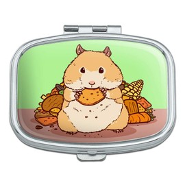 Hamster Eating Stash of Food Rectangle Pill Case Trinket Gift Box