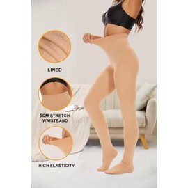 CozyWow Womens Fleece Lined Tights Soft Warm Winter Thermal Tights Black SM