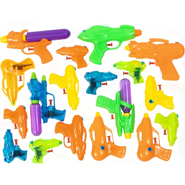 Prextex Water Gun Set - 18 Pieces of Water Shooters and Water Blasters | Water Guns Bulk Set, Squirt Guns, Kids Pool Toys, Outdoor Water Toys for All Ages