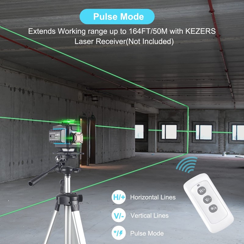 KEZERS Laser Level 360 Self Leveling,4 x 360 Laser Level