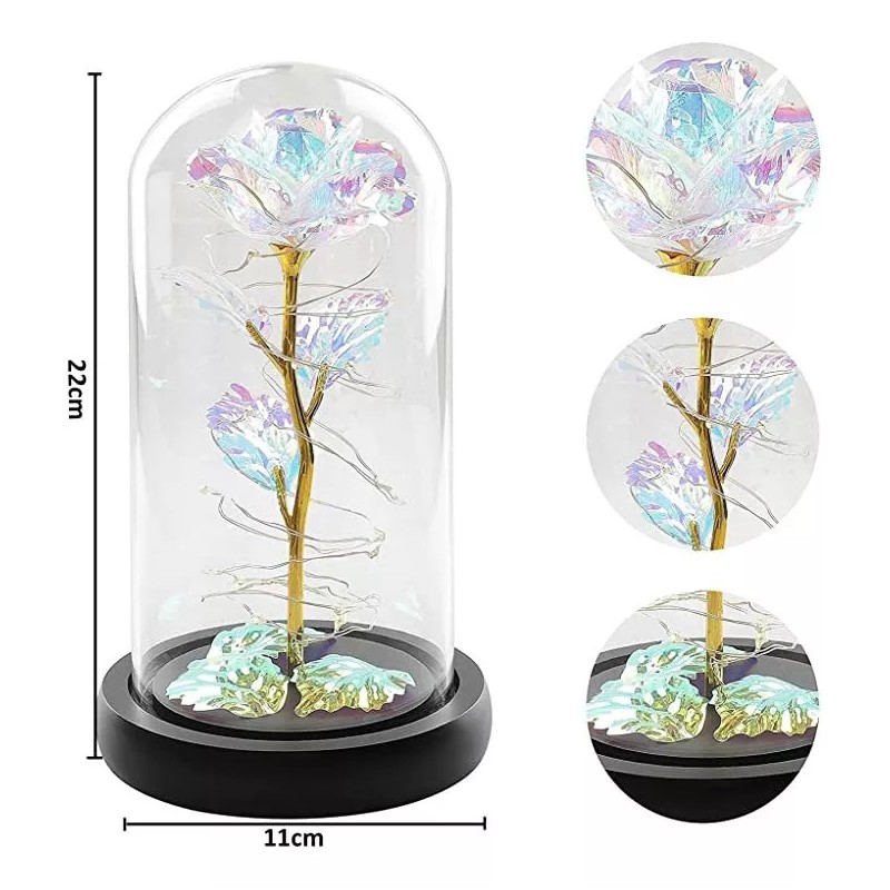 KH Rosa Eterna Led Encapsulad Cristal Regalo San Valentín Novia