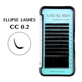 Ellipse Eyelash Extensions 0.20mm CC Curl 8mm Flat Eyelash Extension supplies Light Lashes Matte Individual Eyelashes Salon Use Black Mink False Lashes Mink Lashes Extensions(CC-0.20-8mm)