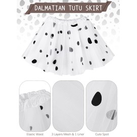 FancyFun 100 Days of School Dalmatians Costume Kids, Girl Cotton Costume Dalmatians Dog Outfit Set T-Shirt Tutu Leggings
