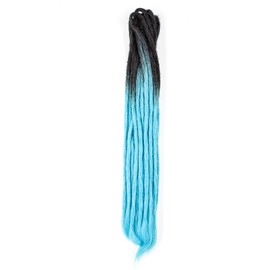 DreadLab - Double Ended Synthetic Dreadlocks (Pack of 10) Crochet Extensions (Black Aqua Blue Transitional Crochet)