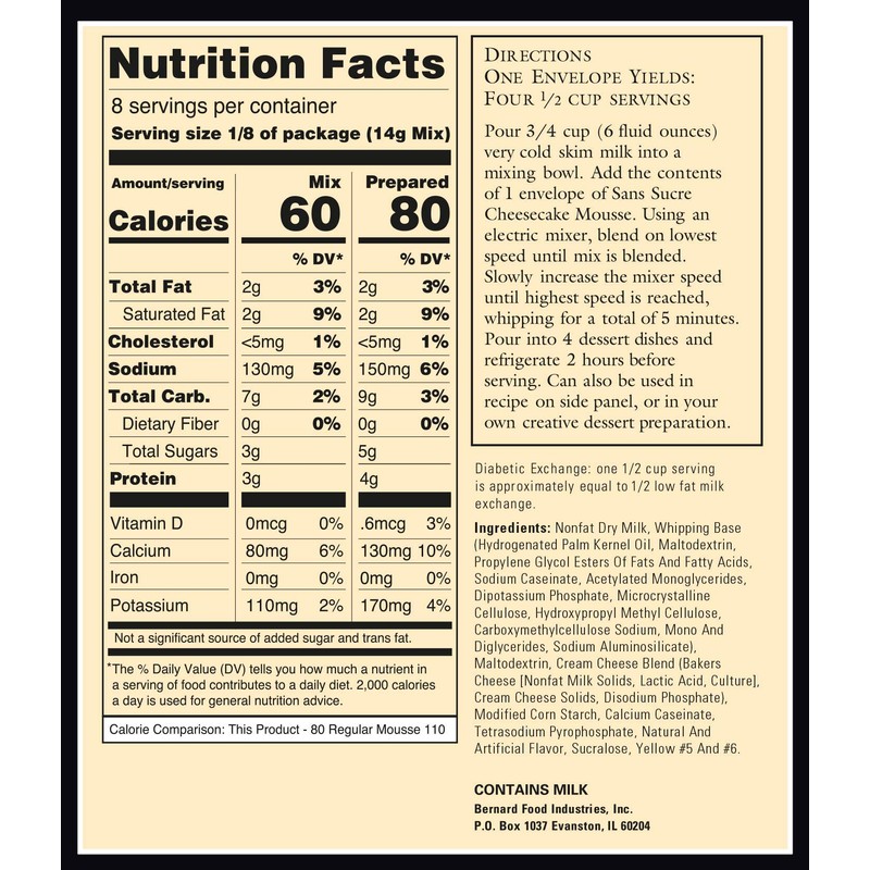 SANS SUCRE Cheesecake Mousse Mix - Sugar Free and Gluten