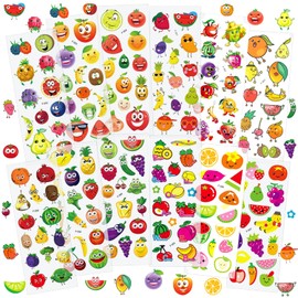 36 Sheets 3D Fruit Stickers for Kids (900+), Bulk Puffy Stickers with Funny Faces for Classroom, Crafts, Party Favors - Apple, Banana, Strawberry