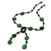 Avalaya Glass & Shell Bead Tassel Necklace in Bright Green