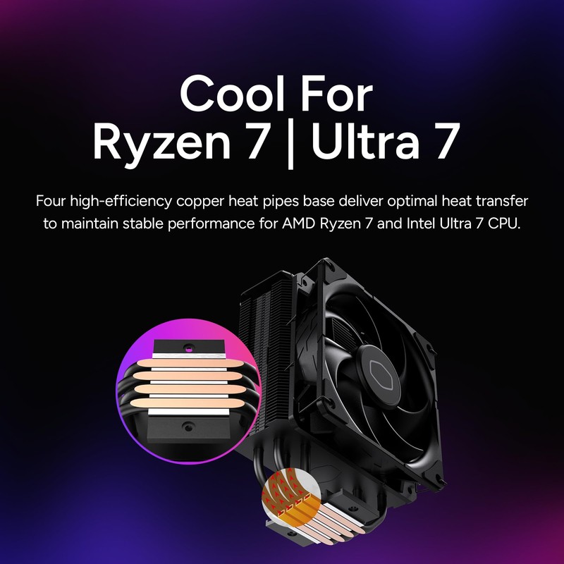 Cooler Master Hyper 212 Black CPU Air Cooler – 120mm