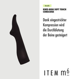 ITEM m6 - Knee Socks with Compression for Women, 50 Denier, Soft Touch Conscious Knee-High, Almost black