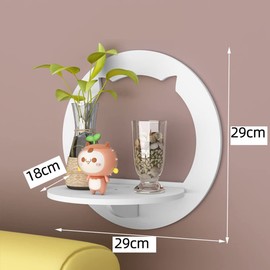 Mikytoper Shelves for Wall Set of 3,Floating Shelf White,Easy Assembly 29x29x18cm PVC,Practical and Decorative Shelf for Children's Room,Living Room,Bedroom etc. (Round)