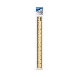 BAZIC Products Wooden Ruler – Single Metal Edge Drafting Ruler for Measuring, Drawing & Crafting, Wooden Straight Edge Ruler for School & Office, 12 Inch, 1-Pack