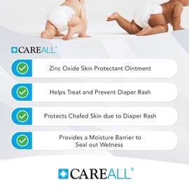 CareAll Zinc Oxide 20% Skin Protectant Barrier Ointment 2 oz (3 Pack), Relieves, Treats and Prevents Minor Skin Irritations due to Diaper Rash. Helps Seal Out Wetness. Protects Chafed Skin.