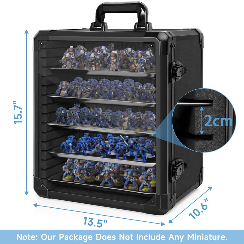 WELIDAY Miniatures Storage Case Miniatures Transport Case Aluminum Alloy Frame
