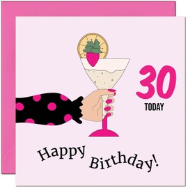 Women's 30th Birthday Card - Polka Dot Lady Adults Pink Girly Birthday Card for 30 Year old Woman Friend Sister Daughter Mum Aunt thirty, thirtieth cousin Niece