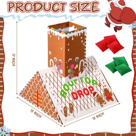 Libima 7 Pcs Christmas Bean Bag Toss Drop Game Roof Top Chimney Santa Claus Gingerbread House Bean Bag Toss Game for Indoor Outdoor Holiday Party Activities Supplies Ideal Gift (Gingerbread House)