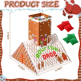 Libima 7 Pcs Christmas Bean Bag Toss Drop Game Roof Top Chimney Santa Claus Gingerbread House Bean Bag Toss Game for Indoor Outdoor Holiday Party Activities Supplies Ideal Gift (Gingerbread House)