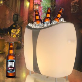 FUYO LED Ice Bucket with Speaker - 5L Portable Cooler, Twin Pairing System, 7 RGB Colors & Remote, IP44 Water-Resistant for Pool, Garden Parties, Home, Bar