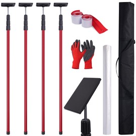 10FT Dust Barrier Zipper Door Kit with 32.8×14.7FT Plastic Sheeting, 2 Heavy-Duty Self-Adhesive Zippers, Gloves – Zipper Dust Barrier & Plastic Dust Door for Renovation, Painting, Construction (4PCS)