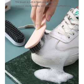 Household Cleaning Brush Soft Bristle Laundry Brush Shoe Stain Remover Brush Comfort Grip Nylon Brushes for Fabric Clothes Carpet Floor Pack of 2 Shoes Cleaner Brush, Blue and Gray