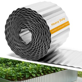 Corrugated Garden Edging Border, 6" x 50' Tall Landscape Paver Edging for Gardens, Lawns, Flower Beds & Landscape Beds, Silver