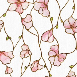 UNI Window Film Static Clings Non Adhesive 3D Stained Glass Window Decals UV Protection (Cherry Blossom, 37.4 x 24.4 Inch)