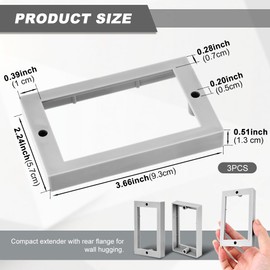 3Pcs 1/2" Single Gang Outlet Box Extenders, Electrical Box Extender Receptacle Extender Junction Boxs Extenders, Easy-Install Outlet Extension (Color:Grey)