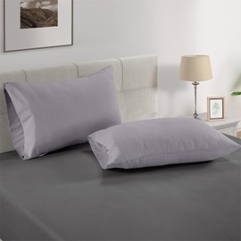 AL NOOR HOME Premium Grey 4 Pack Pillowcases - 100% Egyptian Cotton with 200 Thread Count - Envelope Closure - Hotel Quality Wrinkle Free Soft and Breathable Pillow Covers