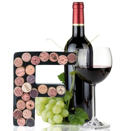 Made Easy Kit Metal Letter Wine Cork Keepsake Saver & Holder Monogram w/Free Wall Mount Kit A-Z SMALL (Letter F)