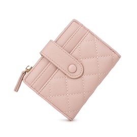 CHAOFANXI Women's Small Bifold Leather Purse for Women, Small and Short Format Purse Small Wallet with Multiple Compartments, Pink, pink, Modern