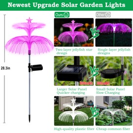 Solar Garden Lights Waterproof, 6 Pack Solar Star Jellyfish Lights 7 Color Changing Solar Fiber Optic Lights Gardening Gifts for Mom Grandma Women, Solar Flower Lights for Outdoor Yard Garden Decor