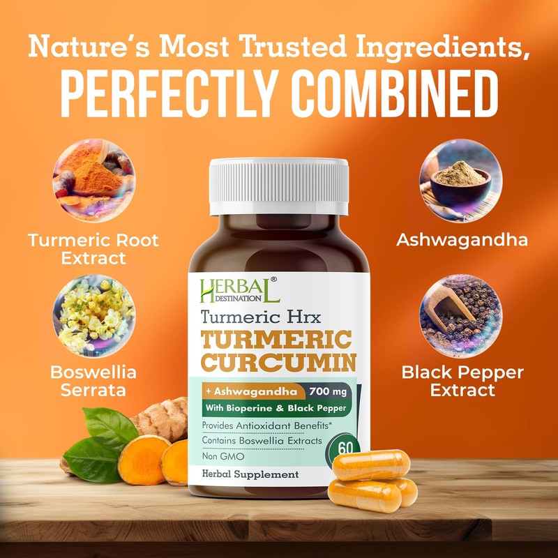 Herbal Destination Turmeric Supplement Hrx- Immune Supplement, Metabolism Booster Joint