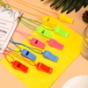Lezevn 120 Pieces Neon Whistles with Lanyards Plastic Multicolor Whistles