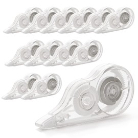 JEFURE 12 Pcs 236 In White Out Correction Tape, Whiteout Tape Roller, Tear-Resistant Tape, White Out Tape Bulk for School, Office, Note Taking, Journal (Tape Width 0.2 In, Clear)