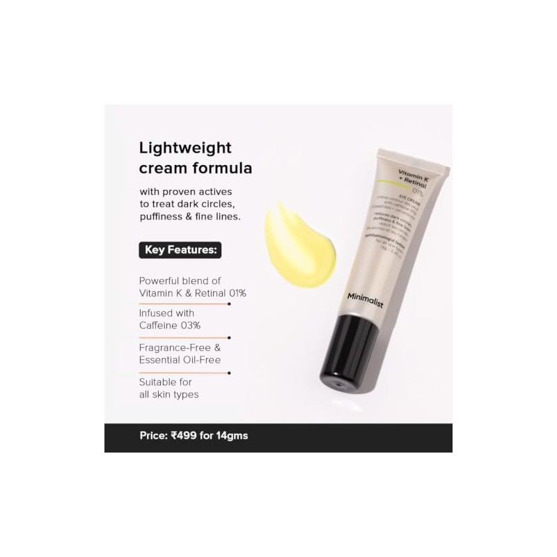 Minimalist Vitamin K + Retinal 01% Under Eye Cream |