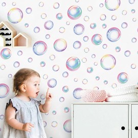 Runtoo Bubble Wall Decals for Bathroom Boho Under The Sea Rainbow Polka Dots Wall Stickers Peel and Stick Girls Bedroom Kids Birthday Party Decoration